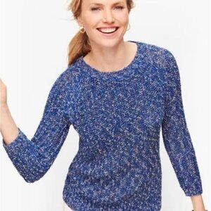 Talbots Bright Blue Open Knit Confetti Crew Sweater - sz XL